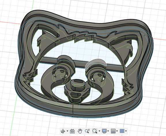 Vue du logiciel 3D représentant un emporte-pièce Panda Roux