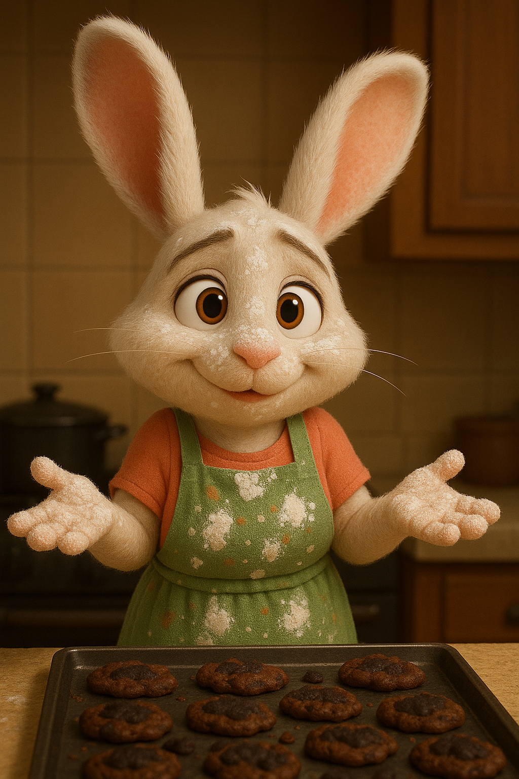 Lapine qui a raté ses biscuits sablés, trop cuits